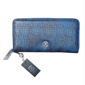 NWT Christian LaCroix Croc Emboss Stephanie Wallet in Ink Navy Black